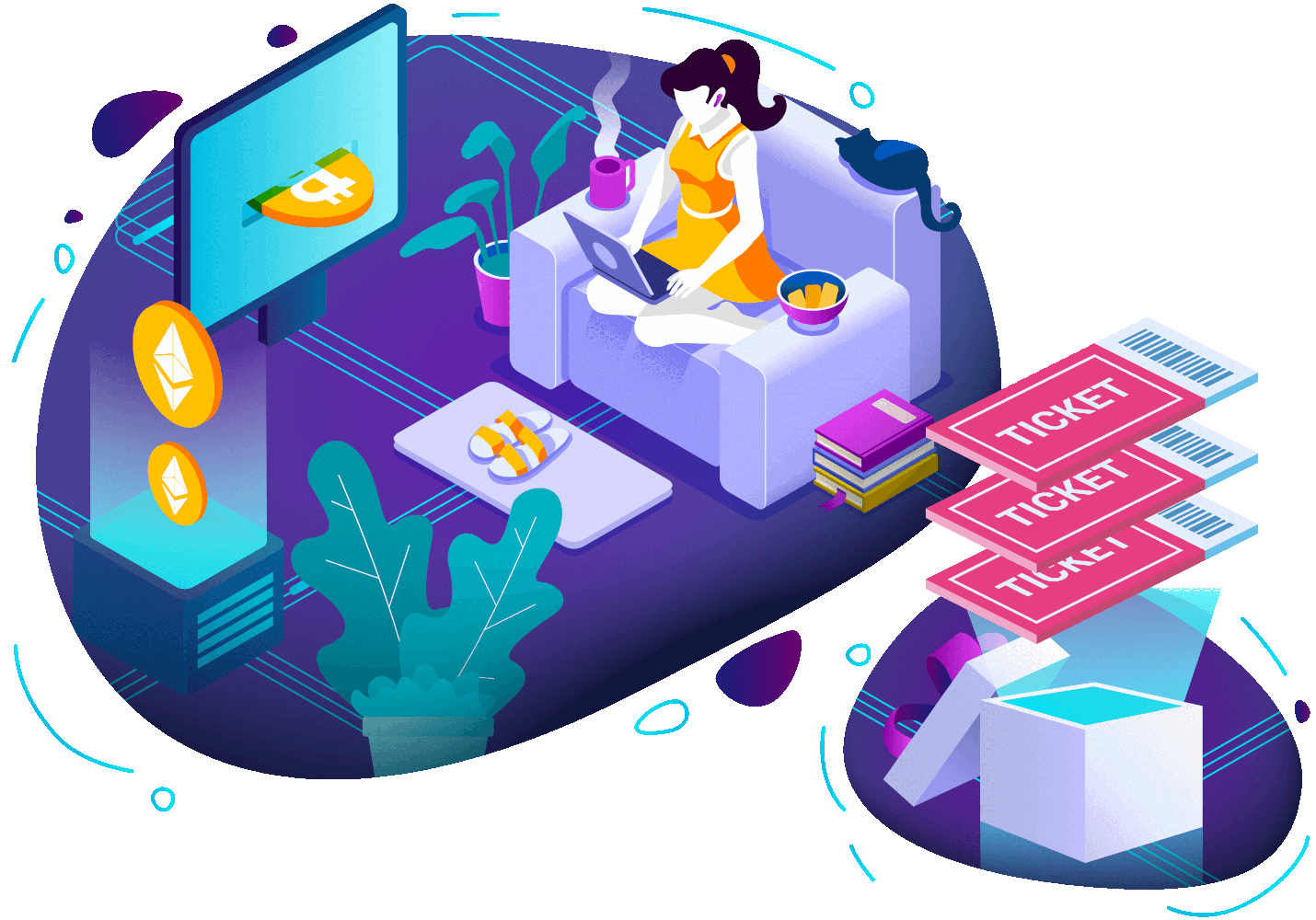 タスク完了でチケット獲得