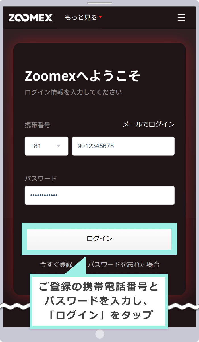 ログイン情報の入力