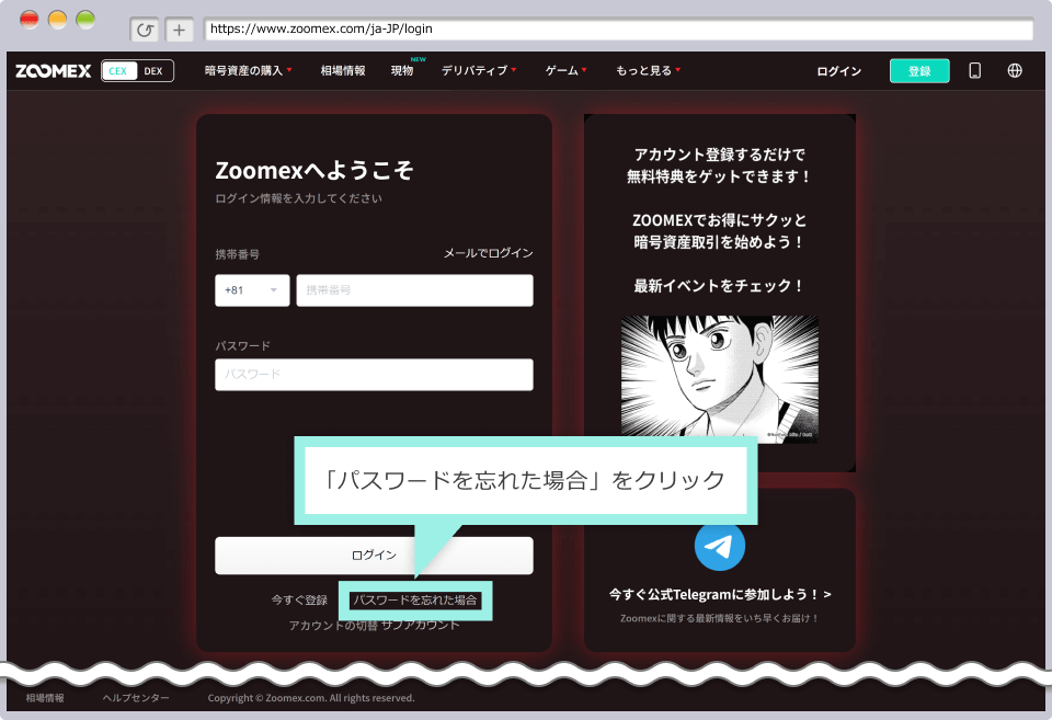 Zoomexへアクセス