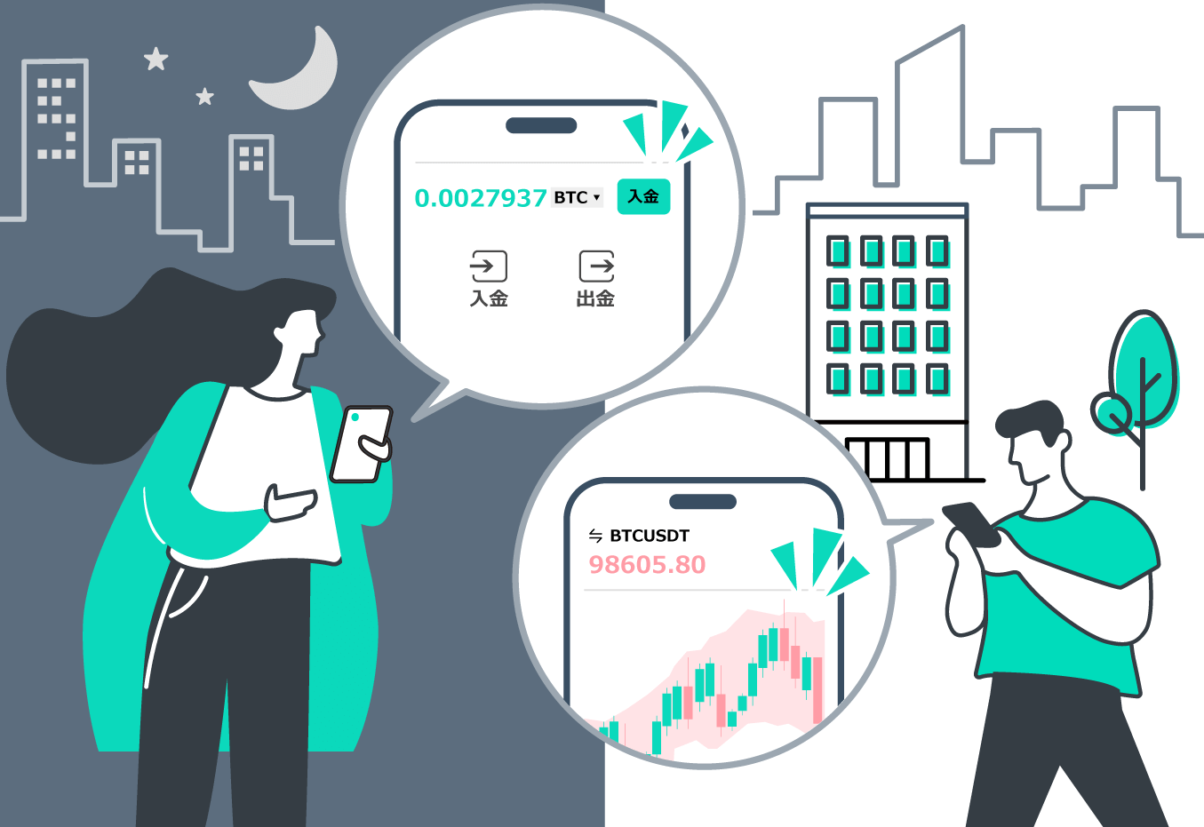 外出先でも仮想通貨取引が可能